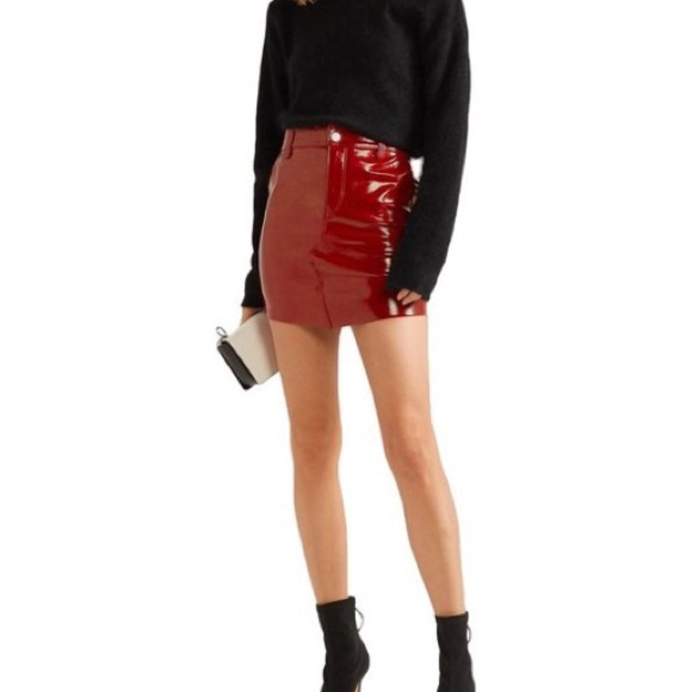 RTA Women's Patent-leather Mini Skirt Red